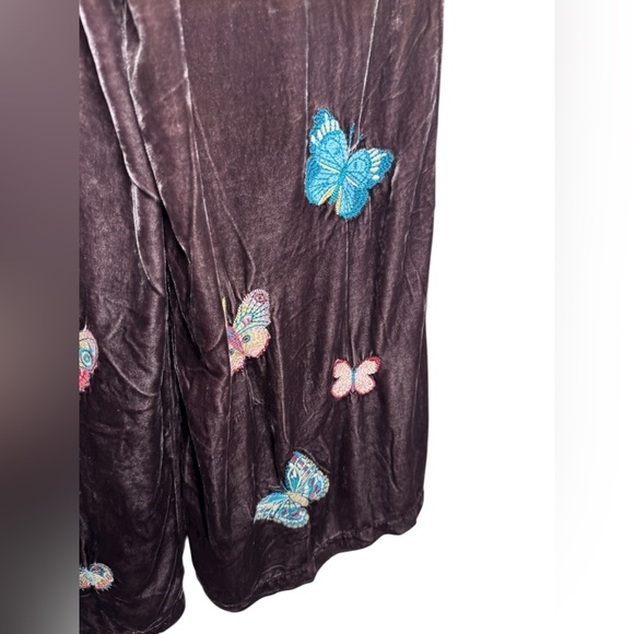 NWT Johnny Was Brown Luciana Velvet Wide Leg Butterfly Pant $365 - Picture 8 of 10
